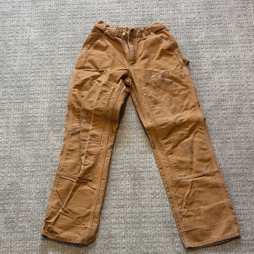 Carhartt Mens Brown Corduroy Work Pants with Utility Pockets
